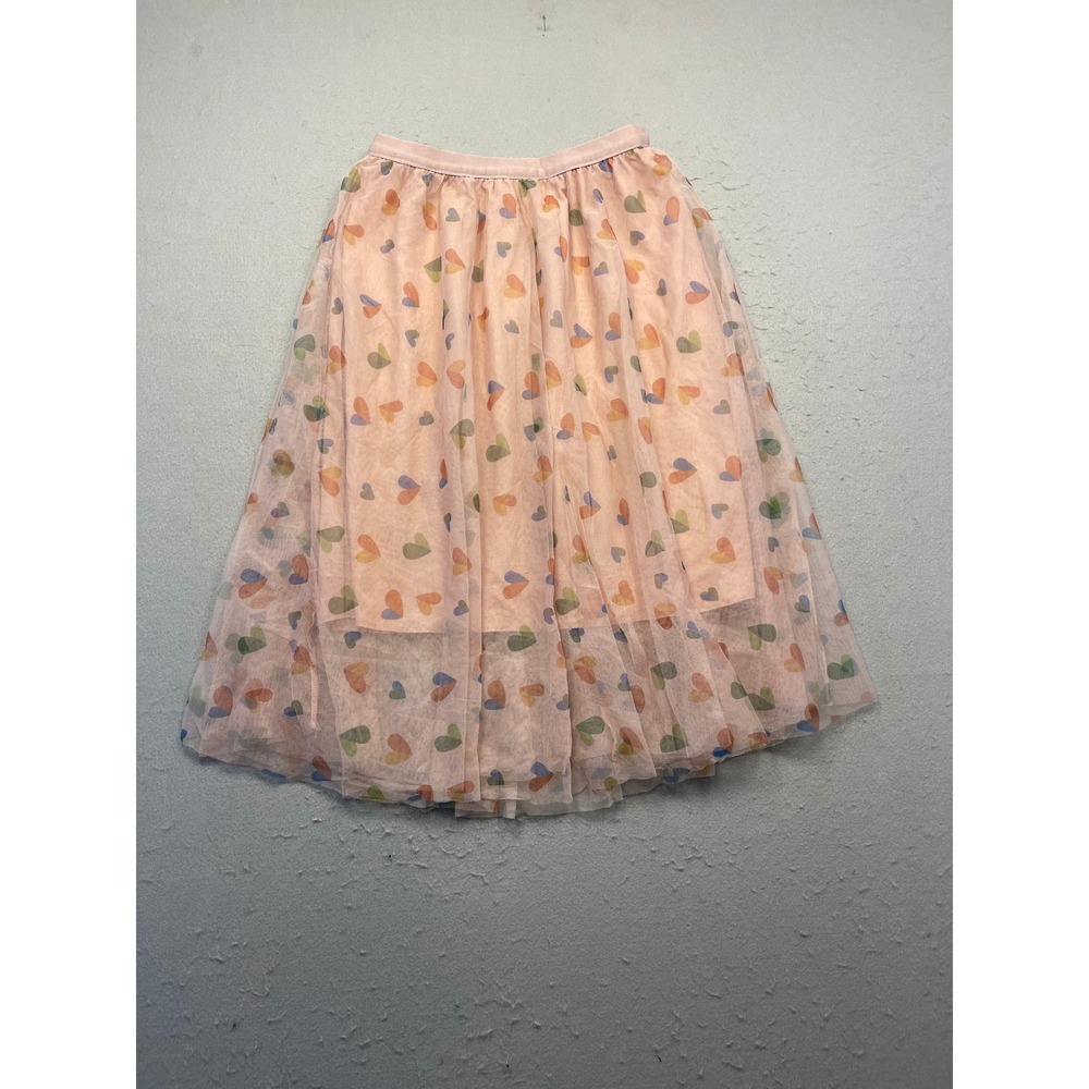 Studio West Skirt Polyester Pink Heart Pattern Large Womens